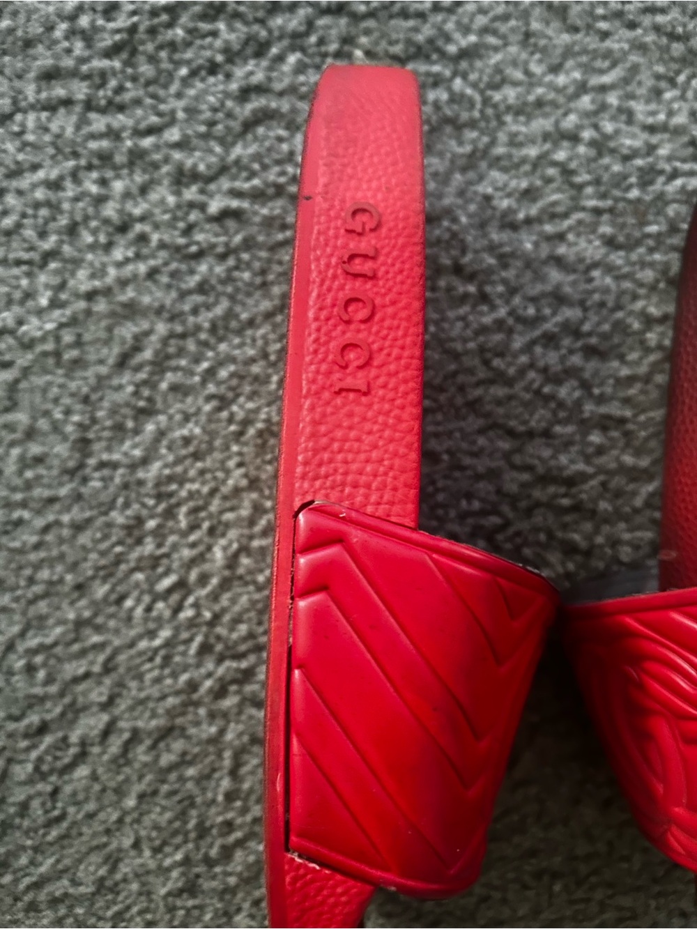 Red Embossed Logo Slide Sandals - Picture 10 of 13
